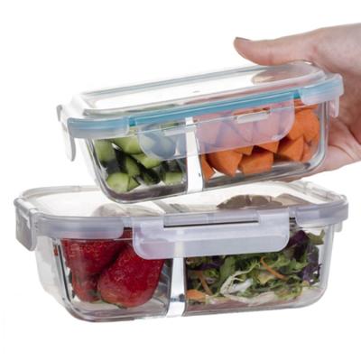 China Fresh Preservation Kitchen Canteen Borosilicate Glass Meal Prep Container China Food Bento Box for sale