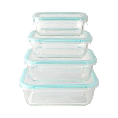 China Cheap freshness preservation pyrex food container rectangle meal storage airtight glass containers for sale