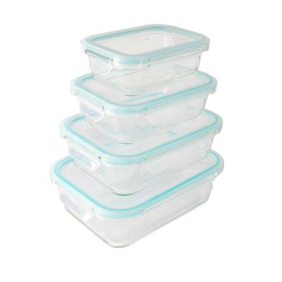 China Freshness Preservation Wholesale Large Capacity Glass Container Airtight Rectangle Food Storage Containers for sale