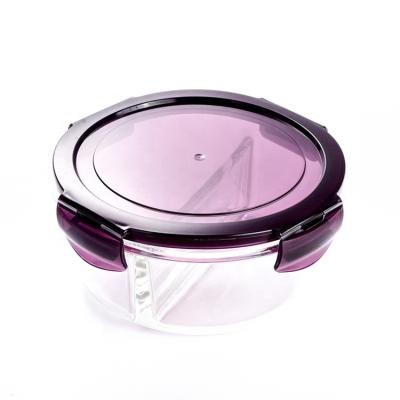 China Freshness Preservation Airtight Round Glass Microwave Food Storage Container With Lock Glass Lunch Bowl for sale