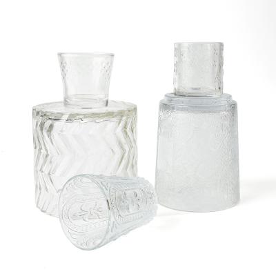 China Eco-friendly glass candle jars home decor glass candle holder tealight candle crytal container for sale