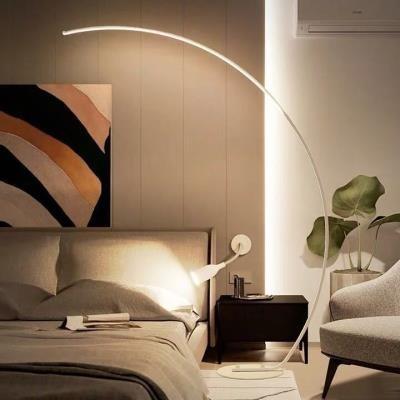 China Modern Design Long Arm 20W LED Fish Arc Living Room Minimalist Floor Lamp With Metal Base for sale