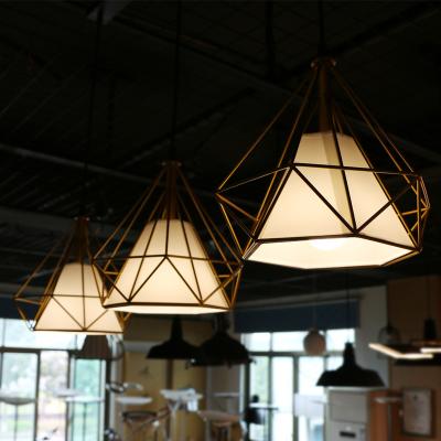 China 3 Pieces Set Three Pieces Set Restaurant Modern Classic Iron Modern Design Light Geometric Yellow Desk Hanging Pendant Lamp for sale