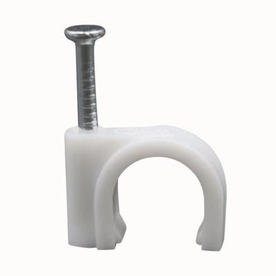 China Round Type Circle Cable Management PE Material Square Cable Clamps Electrical Wire Nail Cable Clamp for sale