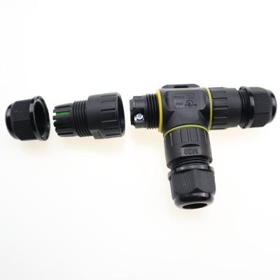 China Outdoor IP68 M20 Power Lights Lug Block Cable Tee 2 3 Waterproof 4 Pin T Tap Wire Branch Connector for sale