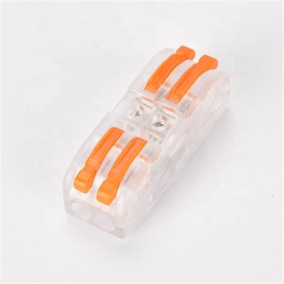 China PA66/PC Cable Connectors KV-212 Transparent Fast Universal Compact Cable Connectors Spring Splicing Terminal Block Connectors for sale