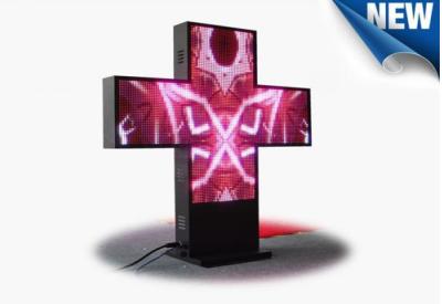 China Asynchronous Control Cross Programmable LED Sign , 2 Side 3D LED Video Display Panels for sale