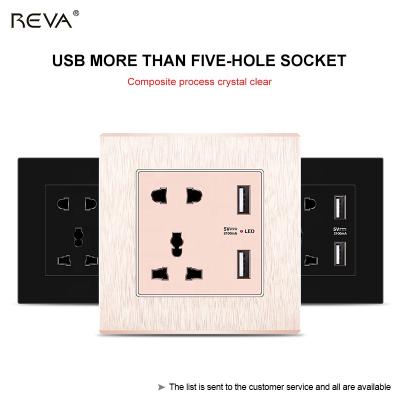 China UK 13a residential/general-purpose charging Hong Kong international three-hole EU USB socket five-hole gold black panel multi-function switch for sale