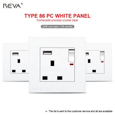 China British Standard Hong Kong Universal 13A USB Socket Three-hole Reva Switch Residential/Multi-Function British Charging White Panel for sale