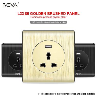 China BLACK USB Three-Hole Gold Residential L33 Multi-Function Socket / Multi-Purpose for sale