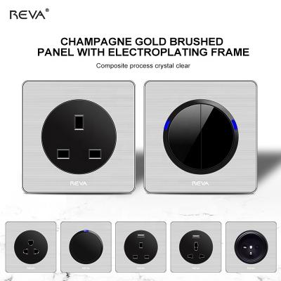 China UK 13A USB Socket Reva Switch 2.1A Brushed Stainless Steel EU 110V Hong Kong Multifunctional Lamp Switch 001 for sale