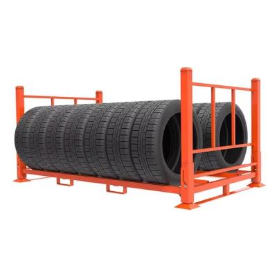 China 1500kg Capacity Vertical Stackable Folding Tire Racks For Adjustable Mobility In Tire zu verkaufen