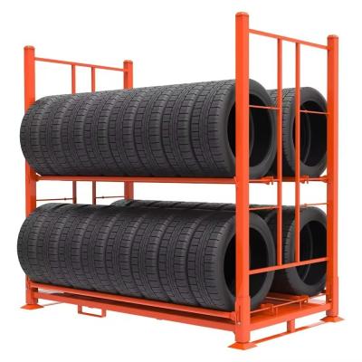 China Steel Foldable Powder Coated Durable Tyre Rack For Q235 Material Industrial Warehouse zu verkaufen