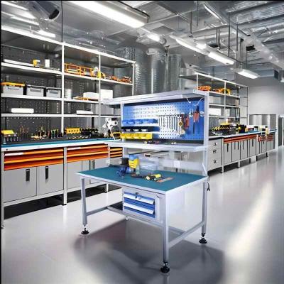 中国 Height 5-15m Electronic Assembly Work Station for Production Line Bilateral Workbench 販売のため