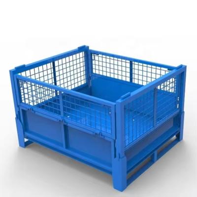 China 0.5-1.5t Pallet Container Stackable Foldable Powder Coating Stillage Storage Rack Box zu verkaufen