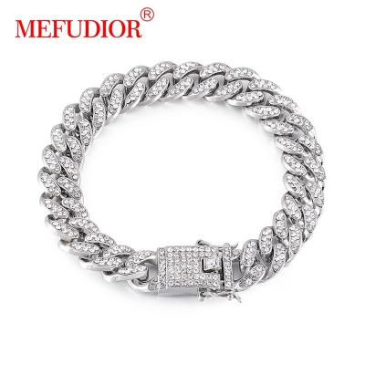 China Hiphop Hip Hop Iced Out Moissanite Restriction Miami Full Chain Bling Hitter Paved Cuban Bracelet For Men Jewelry for sale