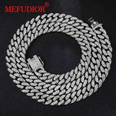 China Hiphop Hip Hop Iced Out Full Miami Restriction Moissanite Chain Bling Pave Hitter Cuban Necklaces For Men Jewelry for sale