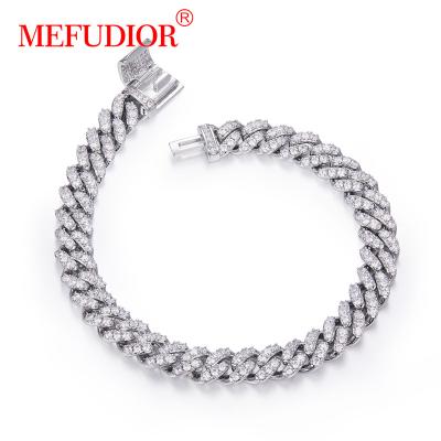 China Hiphop Hip Hop Iced Out Moissanite Chain Bling Paved Cuban Hitter Bracelet For Men Jewelry for sale