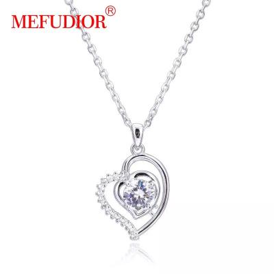 China CLASSIC Heart-shape Zircon Diamond 925 Sterling Silver Spinning Chain Necklace Jewelry Women for sale