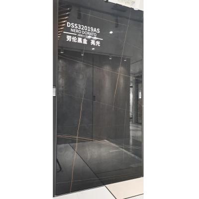 China 1600x3200x12mmmm modern black agglomerated stone floor and wall tiles for sale