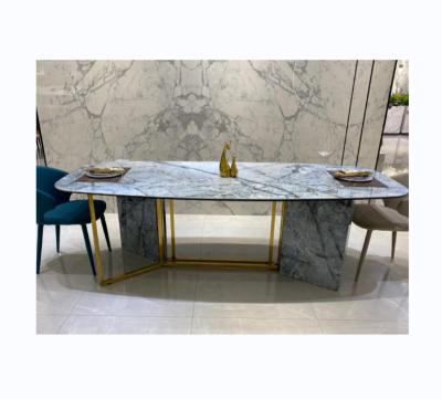 China Large Format Modern Full Body Style White Marble Look Porcelain Slab Dining Table Tops for sale