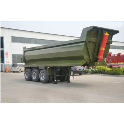 China Cimc 50T Truck Trailer 3 Axle 2 Suit Axles Side Tipping 80 Ton Tipper Dump Semi Trailer for sale