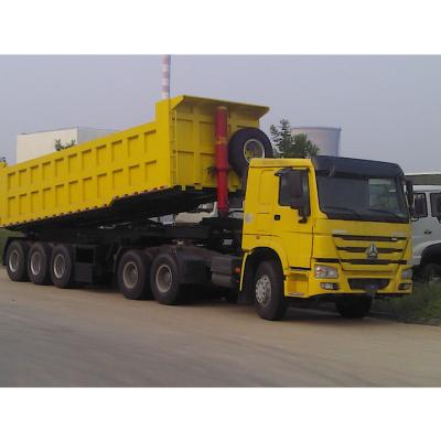 China Truck Trailer New Used 3 Axles 4 Axles Tipper Tractor Side Rear Dump Heavy Duty Trailers With Hydraulic Cylinder for sale