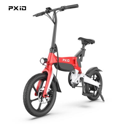 China Magnesium Alloy PXID P2 Model Ebike Max Speed ​​25KM/H 16 Inch Tire Rear Suspension Electric Bicycle With Disc Brakes for sale