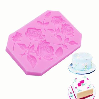 China Large Rose Silicone Mold Fondant Chocolate Stocked Yiwu Bobao DIY Cake Decorating Mold for sale