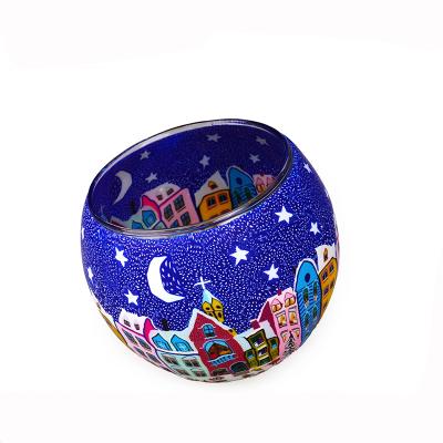 China NEW Design Art Unique Globe Cup Tealight Polymer Clay Glass Candle Holder For Home Decoration for sale