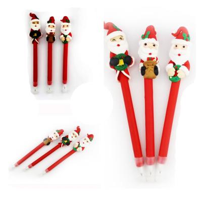 China Wholesale durable bobao factory DMO Yiwu Santa Claus shape polymer clay school pupil student gift stationery ballpoint pen for sale