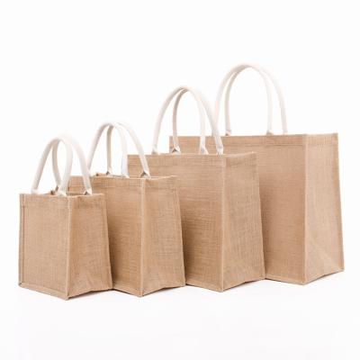 China Custom Wholesale Reusable Logo Shopping Bag Natural Eco Friendly Jute Tote Bag Recycle Foldable Printing Jute for sale