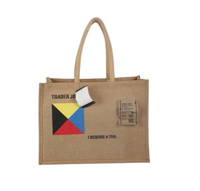 China Wholesale Reusable Natural Burlap Tote Shopping Bag Canvas Cloth Large Capacity School Student Carrying Bags for sale