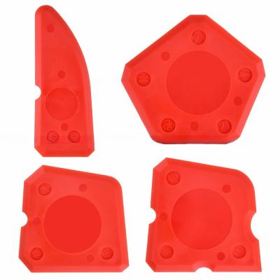 China 4pcs caulking tool kit professional red silicone sealant trowel and sealant scraper for kitchen bathroom floor sealant sealing for sale