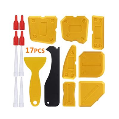 China 17 Pieces Caulking Tool Kit Set include Silicone Sealant Finishing Tool Grout Scraper Caulk Nozzle for sale