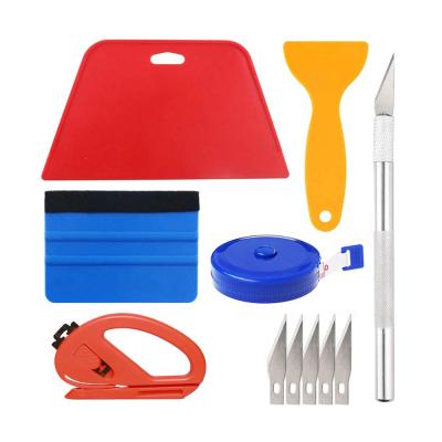 Cina Squeegee snitty kit di attrezzi di avvolgimento in vinile Cutter and Craft Knife with Replacement Wallpaper stick and peel Smoothing Tool Kit in vendita