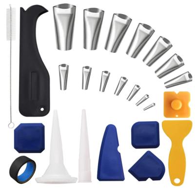 China 30 Pcs Practical Caulking Tool Kit,With 14Pcs Stainless Steel Sealant Caulk Nozzle Kit for sale