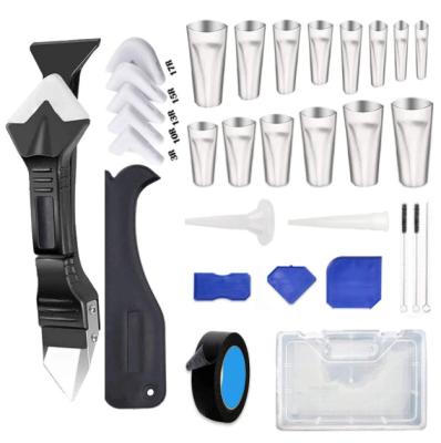 China 32Pcs 6 in 1 Silicone Caulking Tools (stainless steelhead) kit Caulk Nozzle Kit set Applicator Finisher Kit for sale