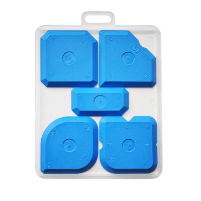 China 5PCS Professional Blue Sealant Smoothing Tool Set With Transparent Plastic Box for sale