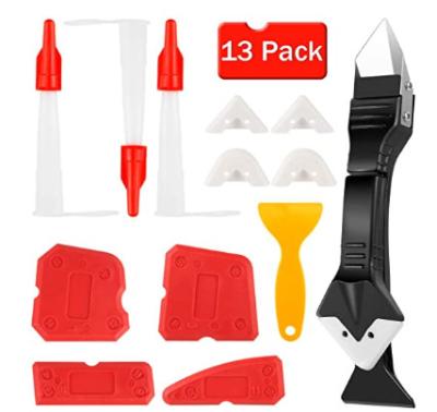 China 13 pcs red scrapers 3 in 1 Silicone Caulking Removal Tools Set Kit Sealant Finishing Tool Scraper Caulk Remover/ Nozzle for sale