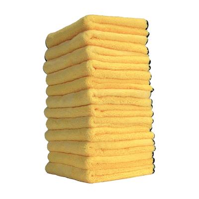 China 12 Pack Yellow Car Cleaning Microfiber Cloth 56X92cm Professional Grade for sale