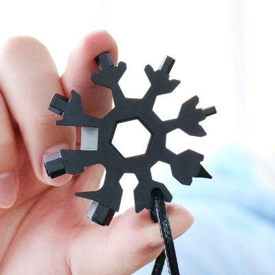 China 18 in 1 Portable Outdoor Key Chain Bottle Opener Flat Screwdriver Kit Stainless Steel Snowflake Multitool for sale