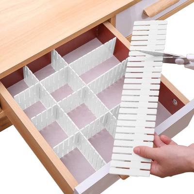 China 4pcs Plastic Adjustable DIY Storage Organizer Drawer Dividers for Socks/ Underwear/ Makeup/ Kitchen/ Dresser for sale