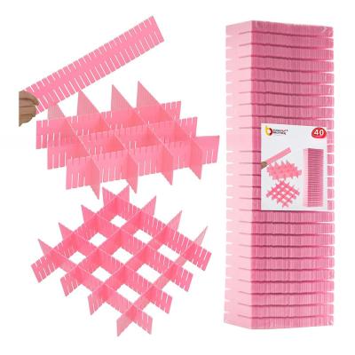 China 40pcs DIY Roupa Organizador de armazenamento Separador de gaveta ajustável Divisores para meias / roupa interior / maquiagem / cozinha / cômodo à venda