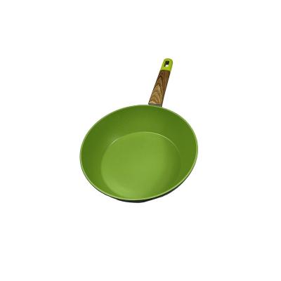 China Amazon Stocked Hor Selling New Design Avocado Green 24cm Aluminum Nonstick Coating Round Frying Pan for sale