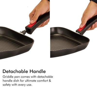 China Country Amazon Hot Selling Aluminum Die Cast Granite Griddle Pan Removable Handle Induction Base for sale