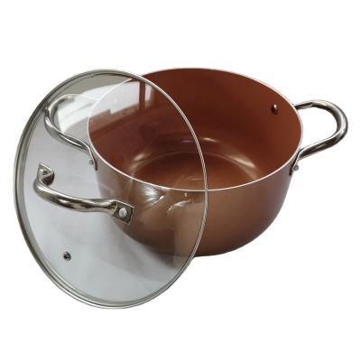 China Transitional Aluminum Non Induction Stick Sauce Pot Lower Round Cookware Set for sale