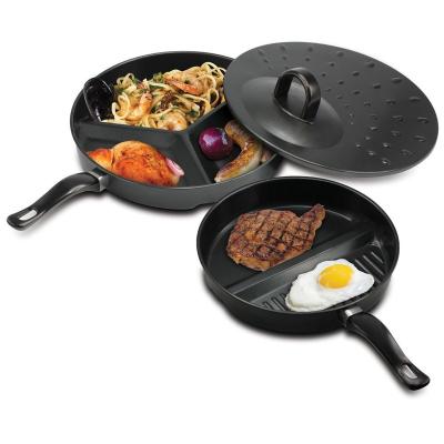 China Pan Set Multi Pan Triple Section Viable Nonstick Coating Round Frying Pan for sale