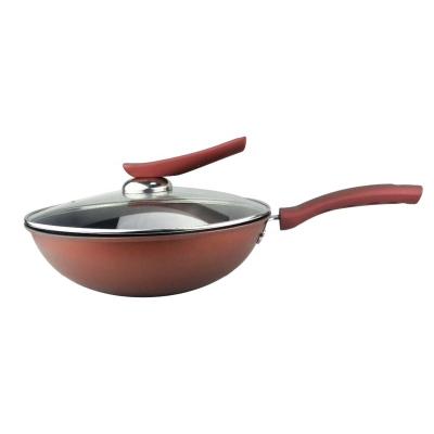 China Sustainable Chinese style carbon steel panci wok with glass lid for sale