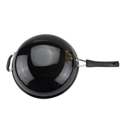 China Good quality viable hot sale cookware low price carbon steel enamel marble wok for sale